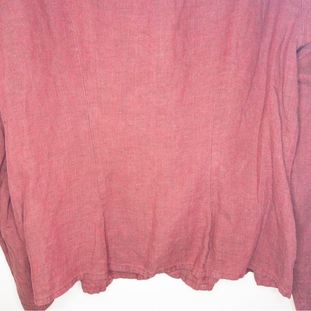 Flax Linen Button Up Shacket Lagenlook Blouse - Picture 5 of 6